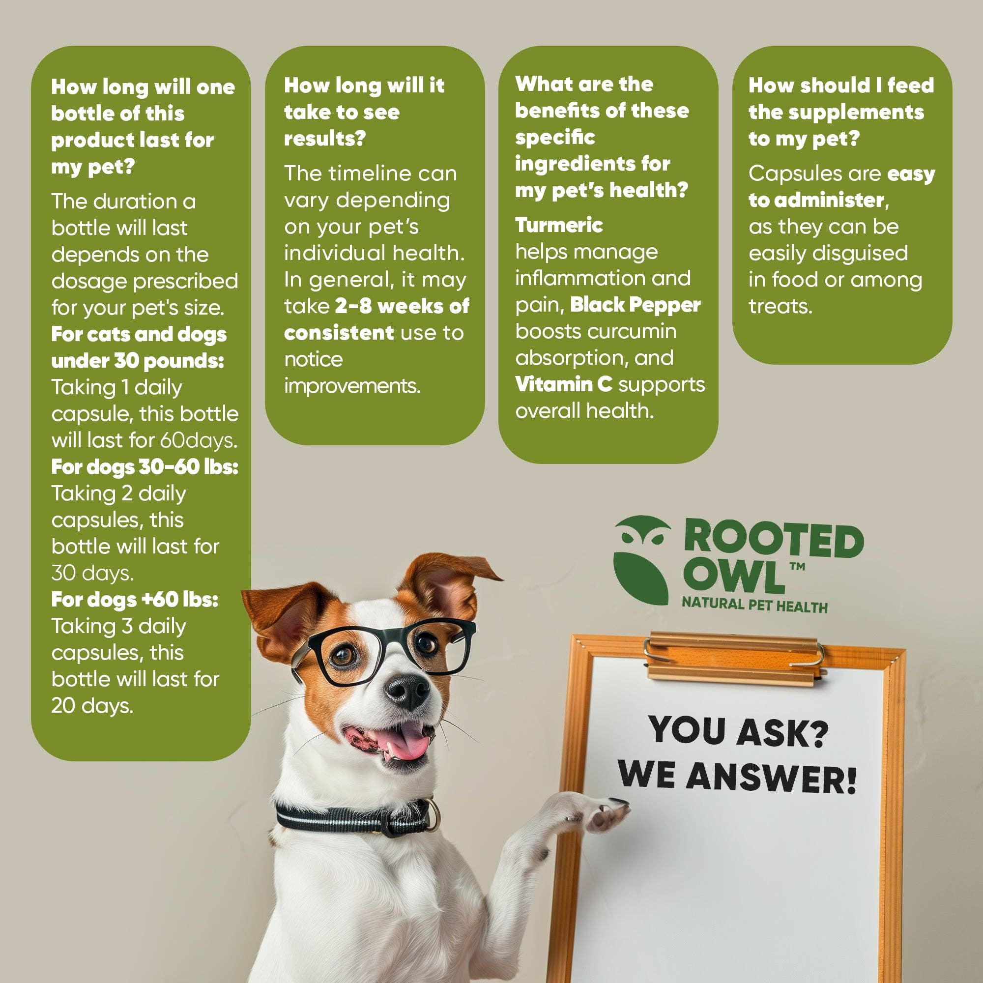 Rooted Owl® Natural Pet Health – wholesale Pet supplement – Cat/dog – Turmeric8