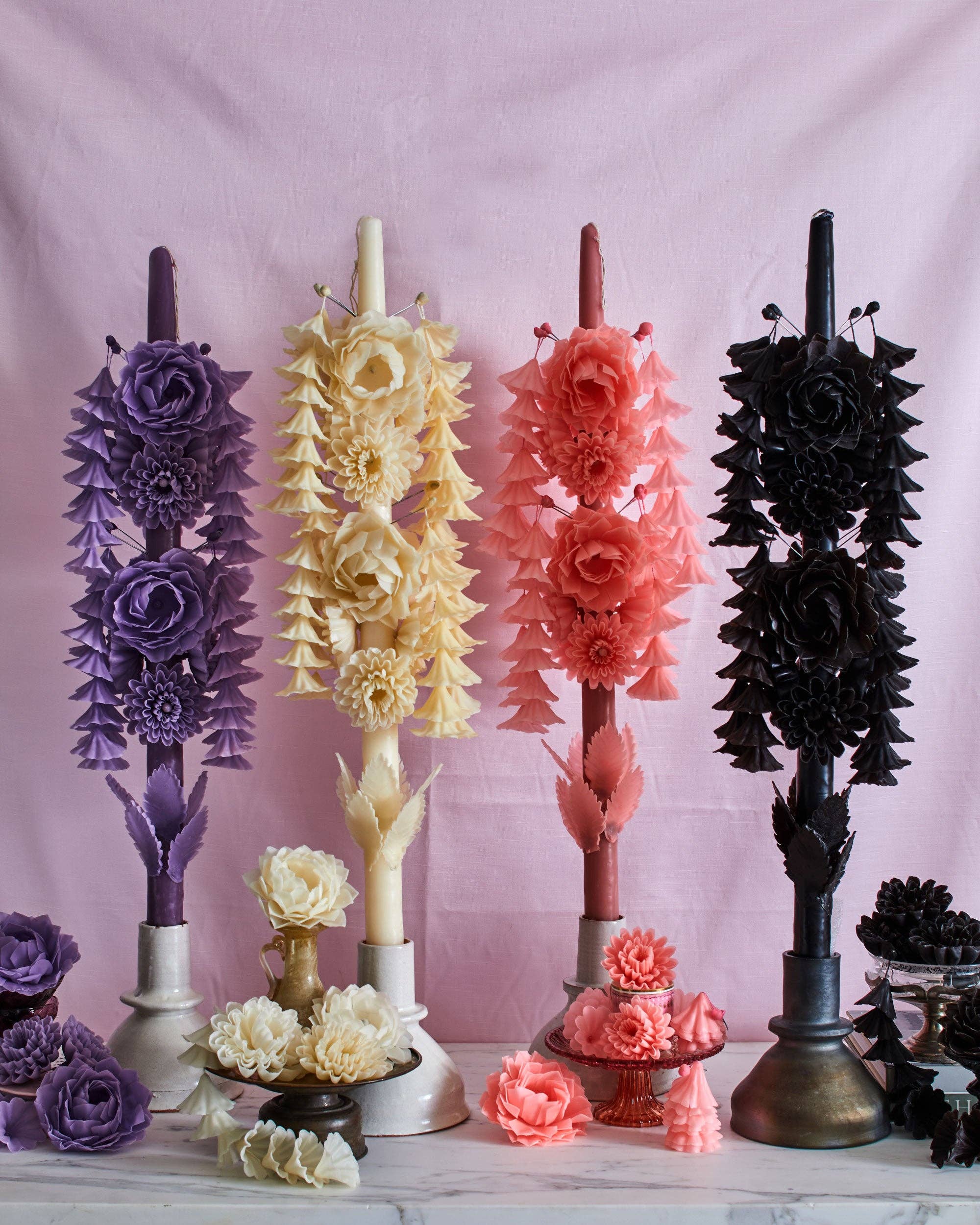 El Shoppo - Wholesale Tapered Candle/Candlestick - White Flower Candle6