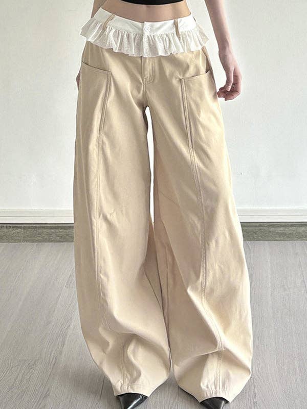 Aprikos Spets Cargo Byxor - Aprikos Bomullsblandning för wholesale på Faire3