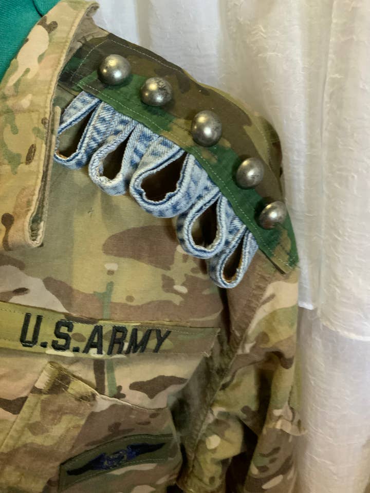 Decorated USA Camo jacket for wholesale by Wild Flower Heart