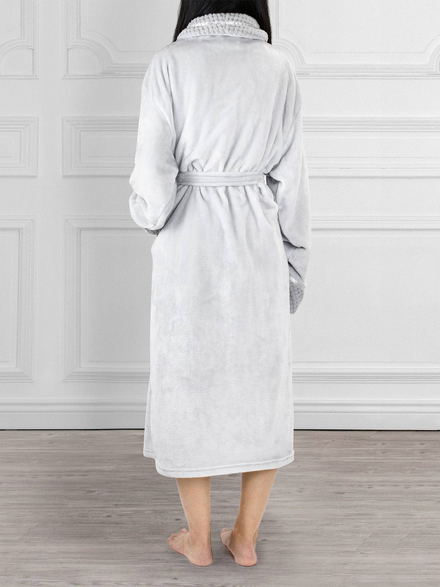 Pavilia - Wholesale Badjas - Dames - Damesbadjas van fleece met satijnen en wafelkanten19