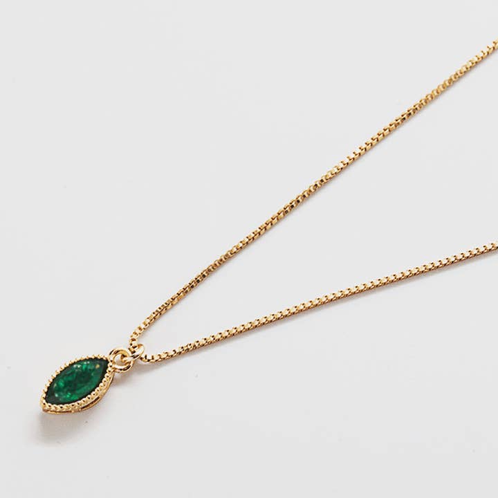 Green CZ Teardrop Gold Filled Necklace Jewelry for wholesale by Admiral Row Jewelry