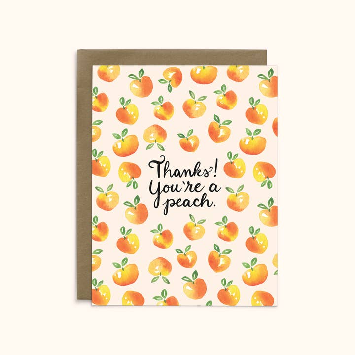 Peach Thank You Card for wholesale by Katie Pea Studio