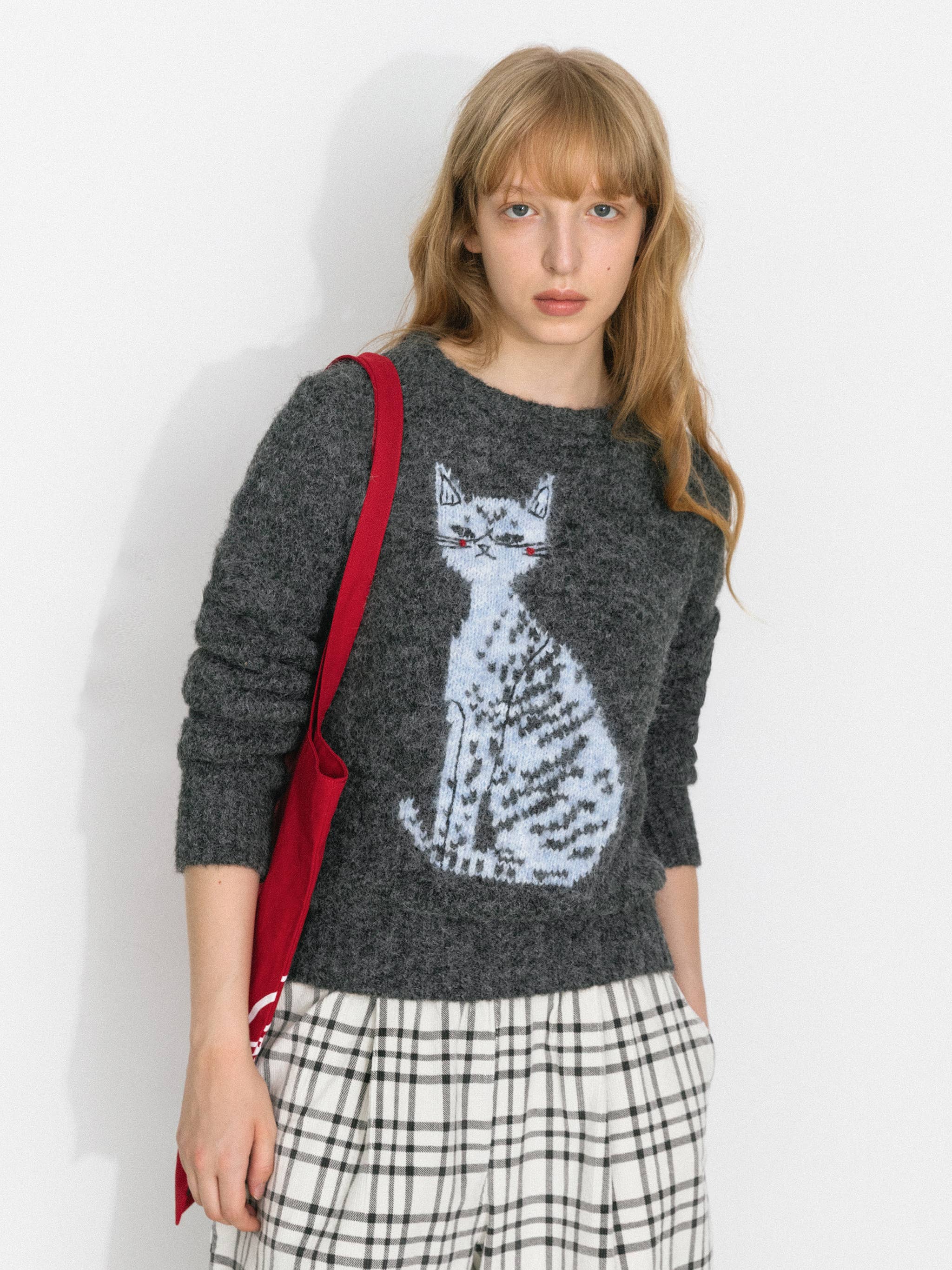 CUBIC - Wholesale Knit Sweater - Women's - CUBIC Cat Print Wool Blend Sweater9