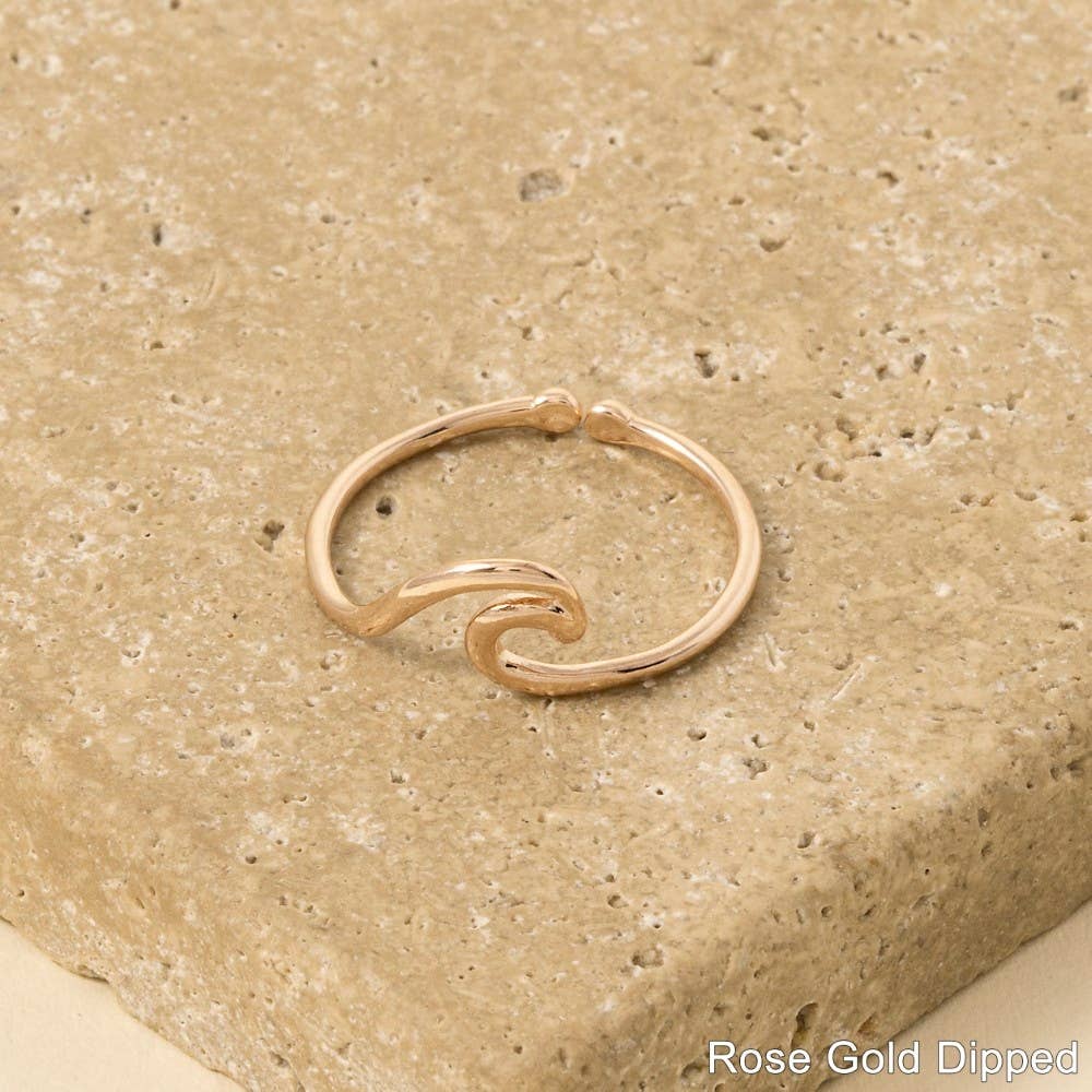 Anarchy Street - Wholesale Band/Stacked Ring - Gold Dipped Wave Cutout Adjustable Ring4