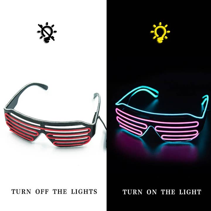HALLEE - Wholesale Sunglasses - Unisex - Glowing Neon LED Sunglasses - Assorted