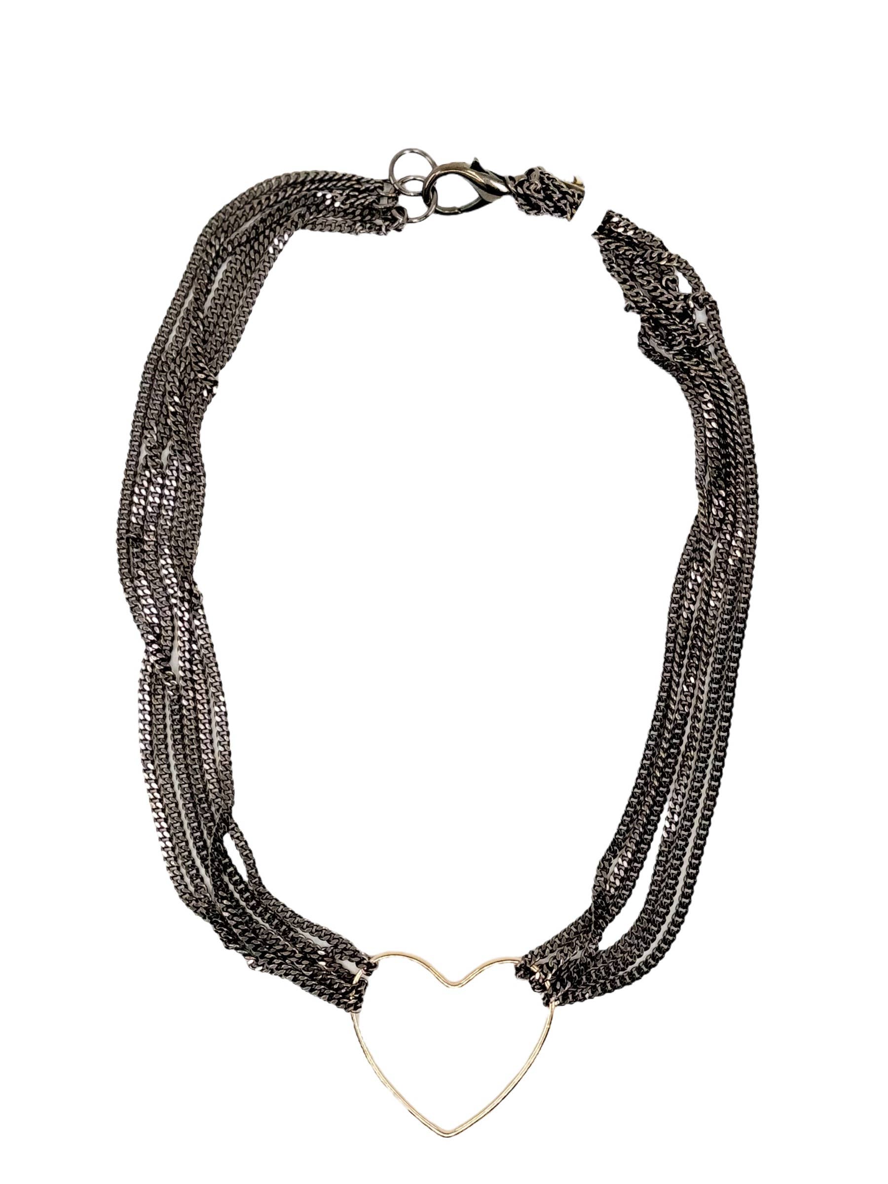 BMR - Vendita all'ingrosso Collana con ciondolo/pendaglio - Collana con pendente a catena multipla con accento a cuore dorato buffo0