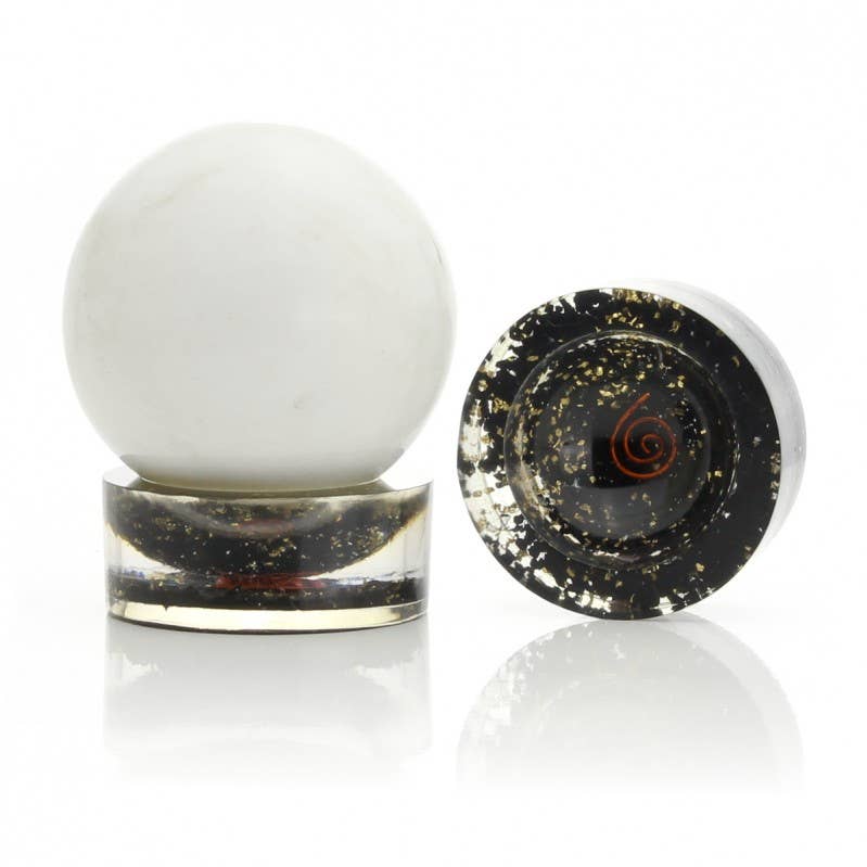 UniArt – wholesale Andlig sten/kristall – Orgonitebas för sfär med kopparspiral och stenskärvor8