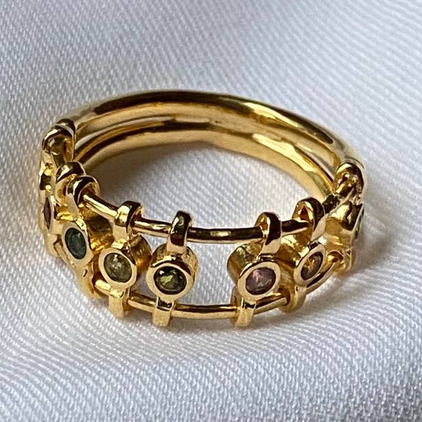 Multi Tourmaline Ring - Radha (BAGETH28) for wholesale by Sophie Deschamps Bijoux