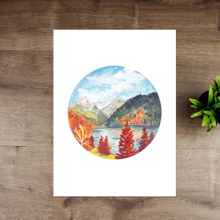 Montagnes Rocheuses en automne | Impression d'automne A4 pour la vente par Charis Raine Illustration
