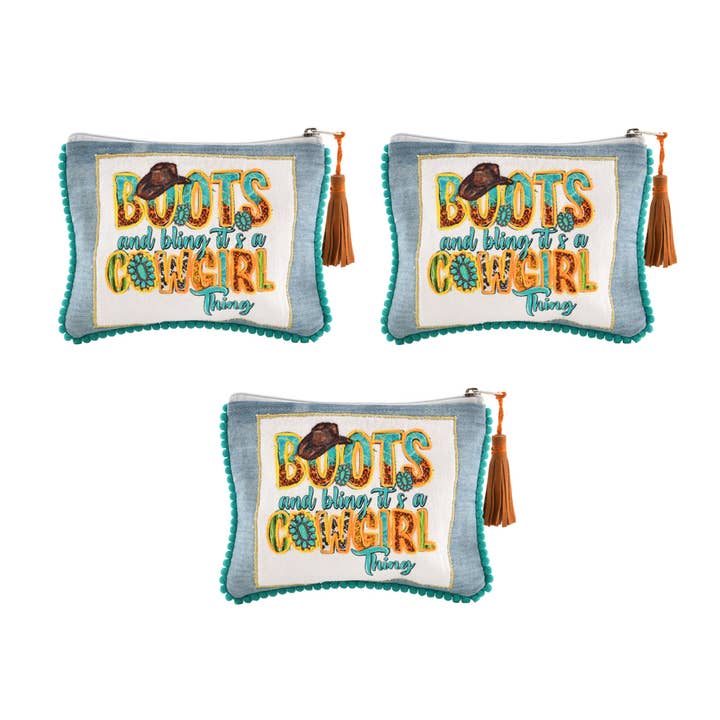 3ABPC23427_SBTLÂ SET/3 BOOTH & BLING POUCH 6x8 for wholesale by Karma Living