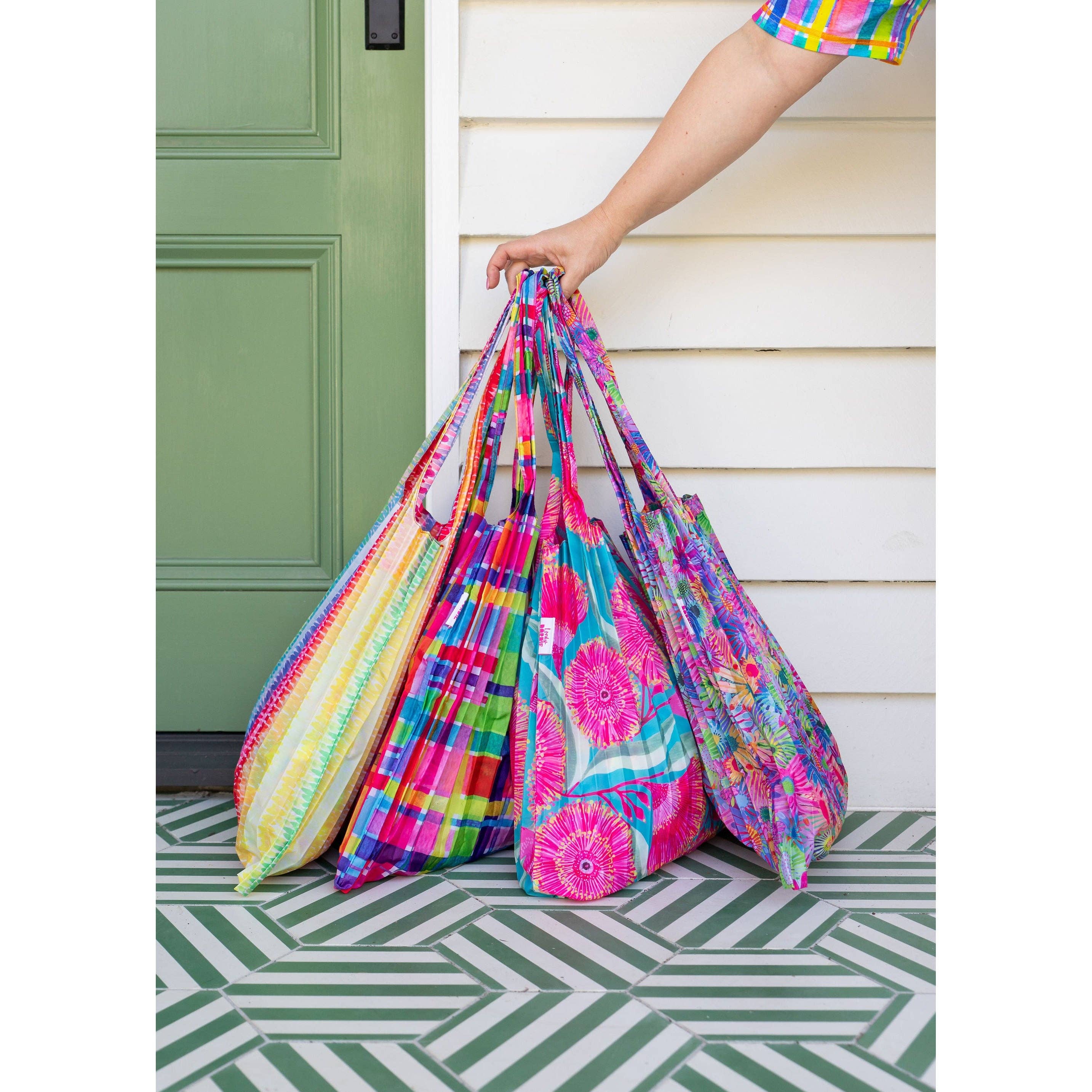 Lordy Dordie - Wholesale Tote Bag - Women's - Concertina Pleat Bag - Rainbow Gingham11