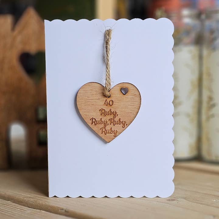 40th Ruby Anniversary Hanging Decoration and Card for wholesale by Nest