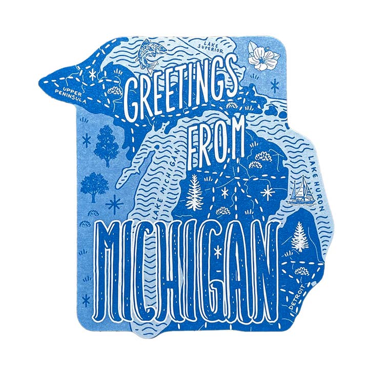 Michigan State Postcard for wholesale by Noteworthy Paper & Press