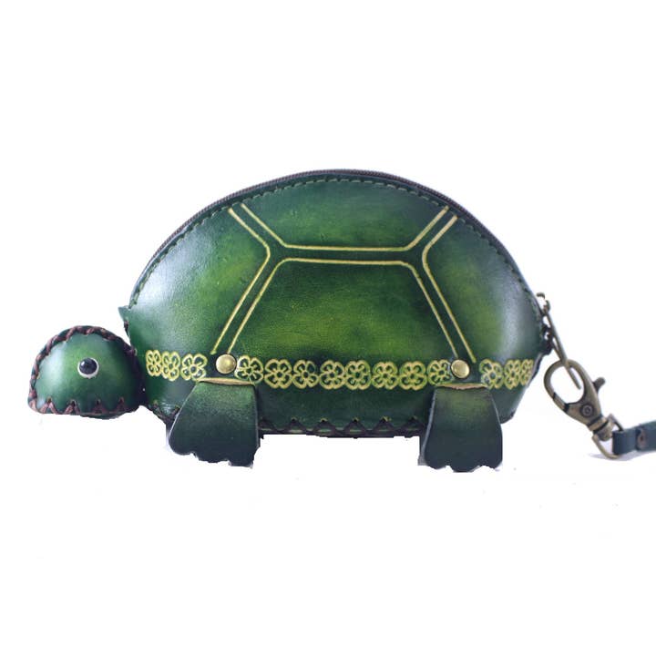 M18 leather turtle coin purse wristlet wallet for wholesale by Sunflower Handmade leather inc