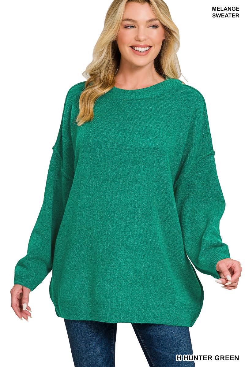 42POPS - Wholesale Knit Sweater - Women's - .1017 Oversized Round Neck Raw Seam Melange Sweater SI-266060