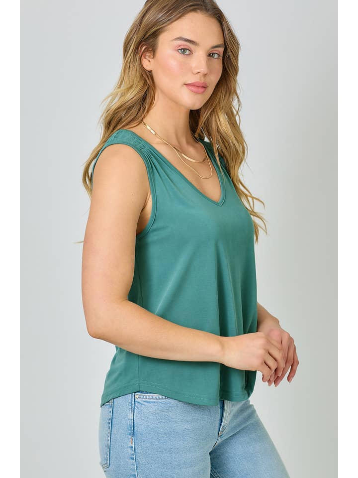 Mystree - Venta al por mayor Camiseta sin mangas - Mujer - 61036 Camiseta de Tirantes con Hombros Fruncidos de Cupro Modal24