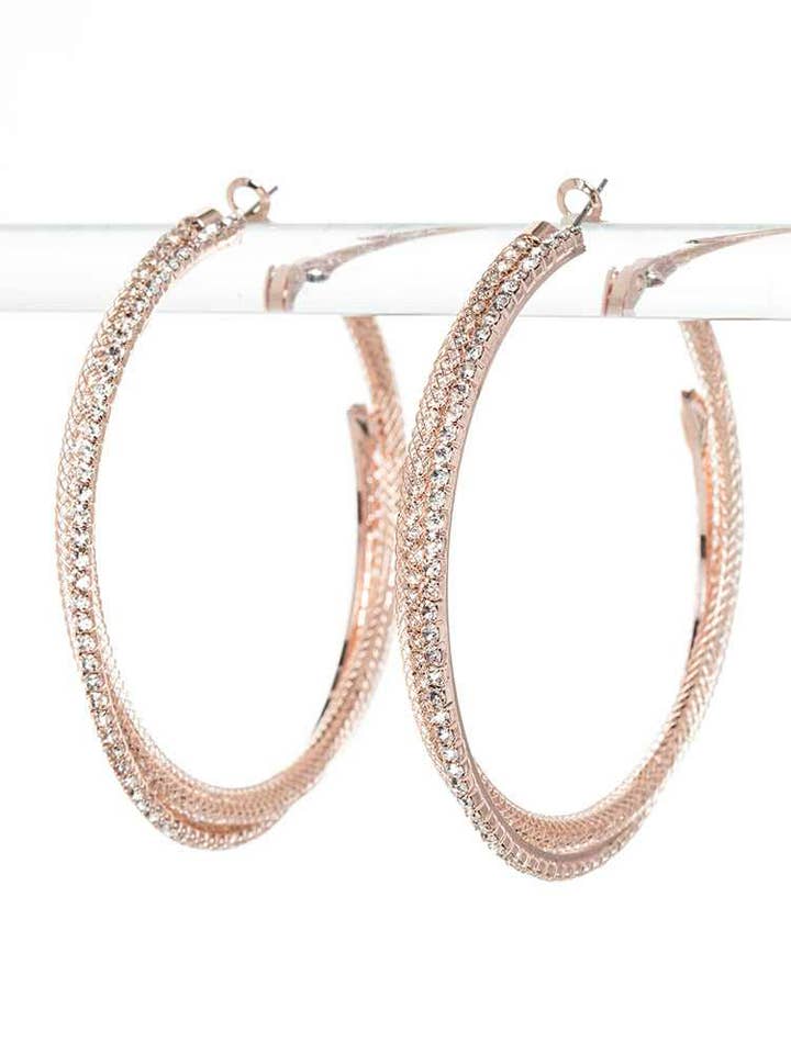 Twisted Rhinestone Iconic Hoop Earrings for wholesale by Artini Accessories