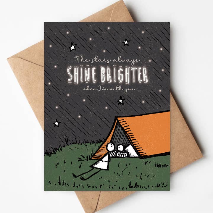 Stars Shine Brighter Eco-friendly Card Love Anniversary Cute for wholesale by Jenna's Doodles