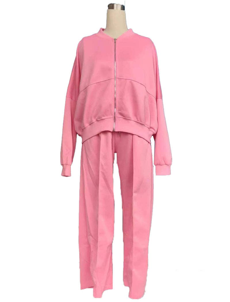 safistyle - Wholesale Top & Pant Set (NOT Loungewear) - Women's - Zip-Up Jacket and Drawstring Wide-Leg Pants Set10