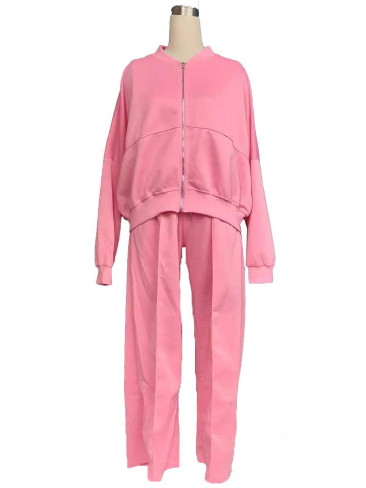 safistyle - Wholesale Top & Pant Set (NOT Loungewear) - Women's - Zip-Up Jacket and Drawstring Wide-Leg Pants Set10