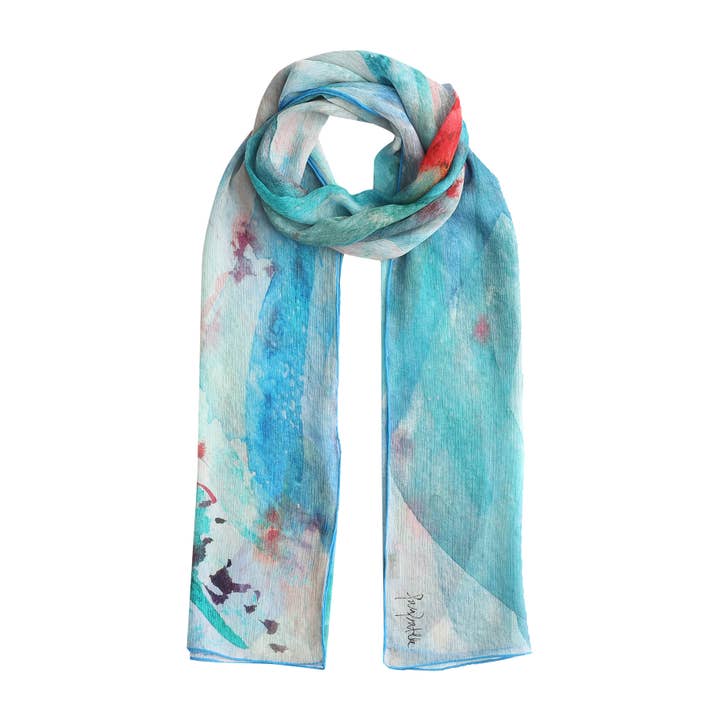Blue Silk Muslin Scarf for Women and Men for wholesale by Hamzah
