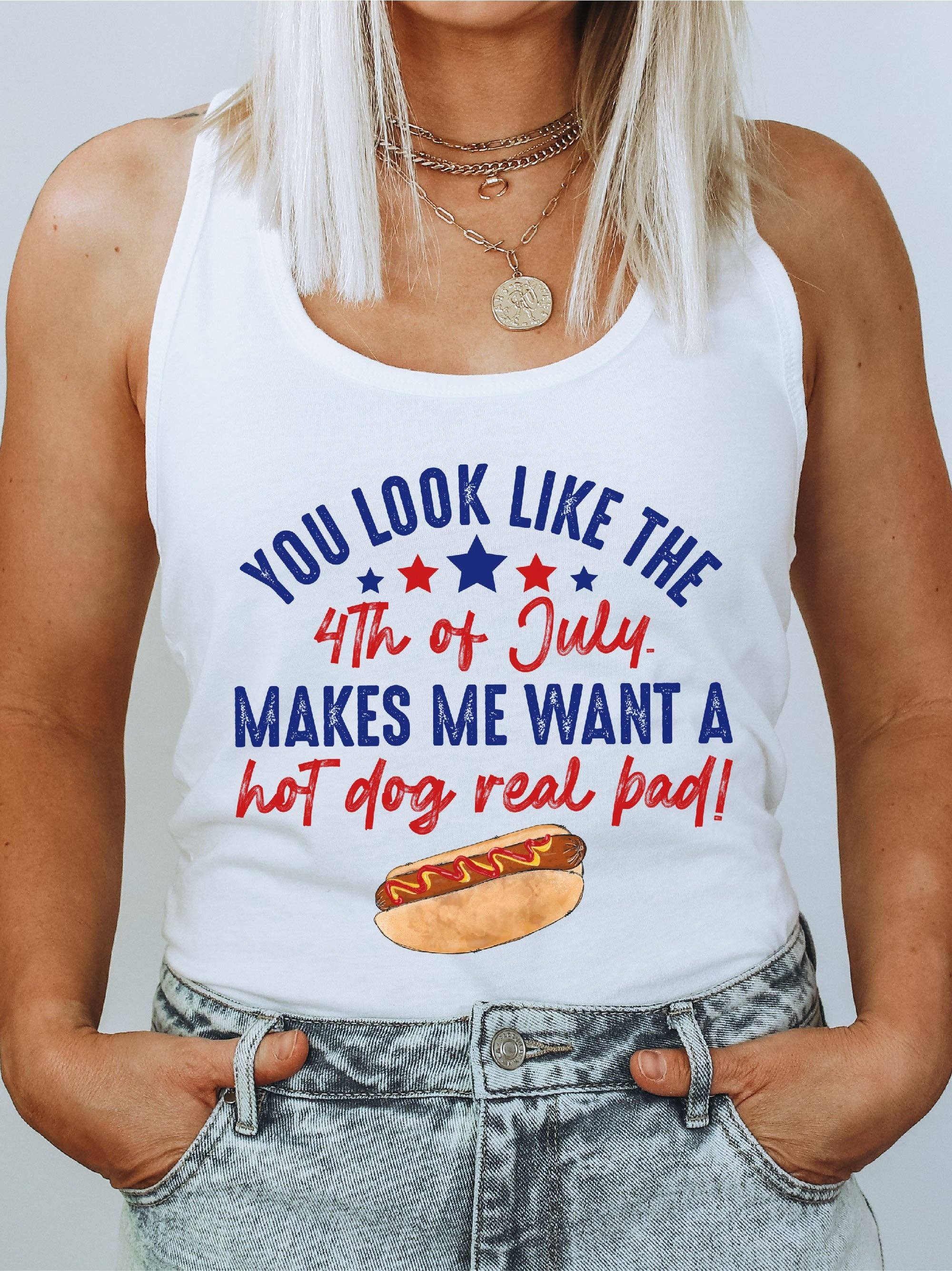 Hectic Rebellion - Wholesale T-shirt met print - Dames - Je ziet eruit als 4 juli. Maakt dat ik een hotdog wil2