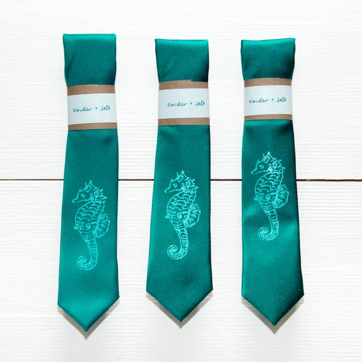 Cravate Skinny hippocampe - Jade pour la vente par Cinder + Salt
