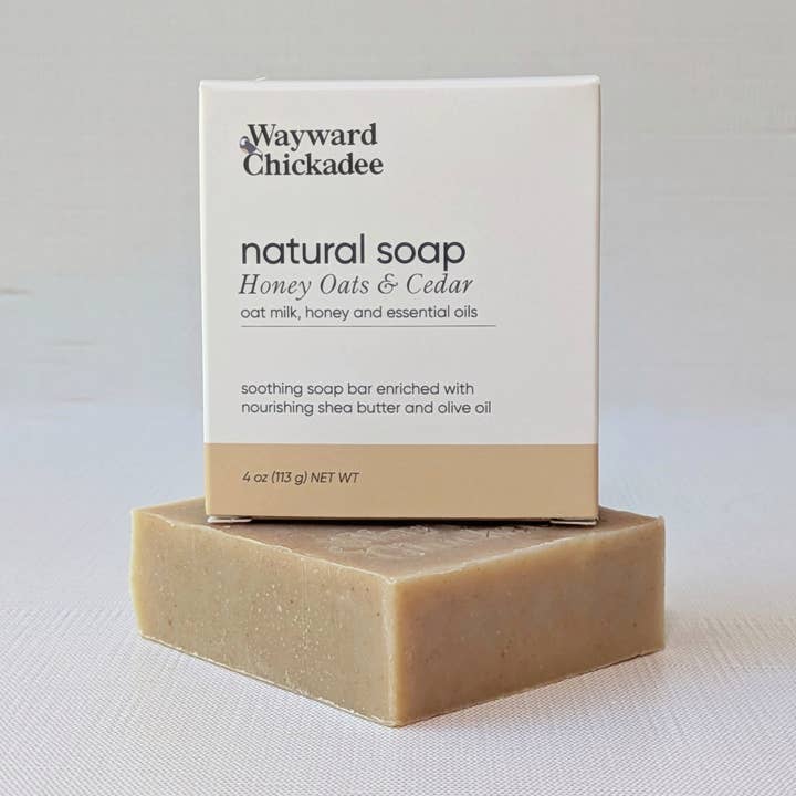 Honey Oats & Cedar soap for wholesale by Wayward Chickadee