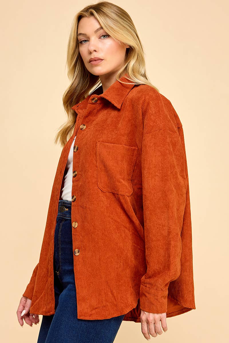 Cezele - Venta al por mayor Camisa con botones - Mujer - Camisa de pana abotonada de gran tamaño1