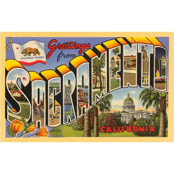 Magnet BA-19 Greetings from Sacramento, California for wholesale by Found Image Press