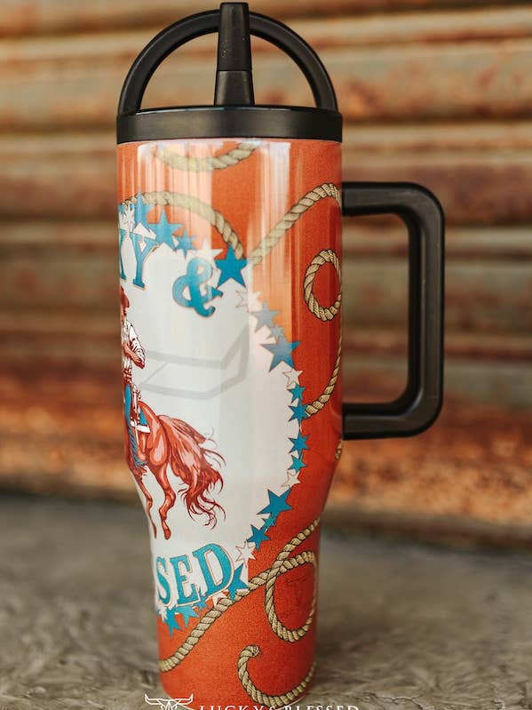 Lucky & Blessed Printed Flip Straw Tumbler 40oz for wholesale by LUCKY & BLESSED