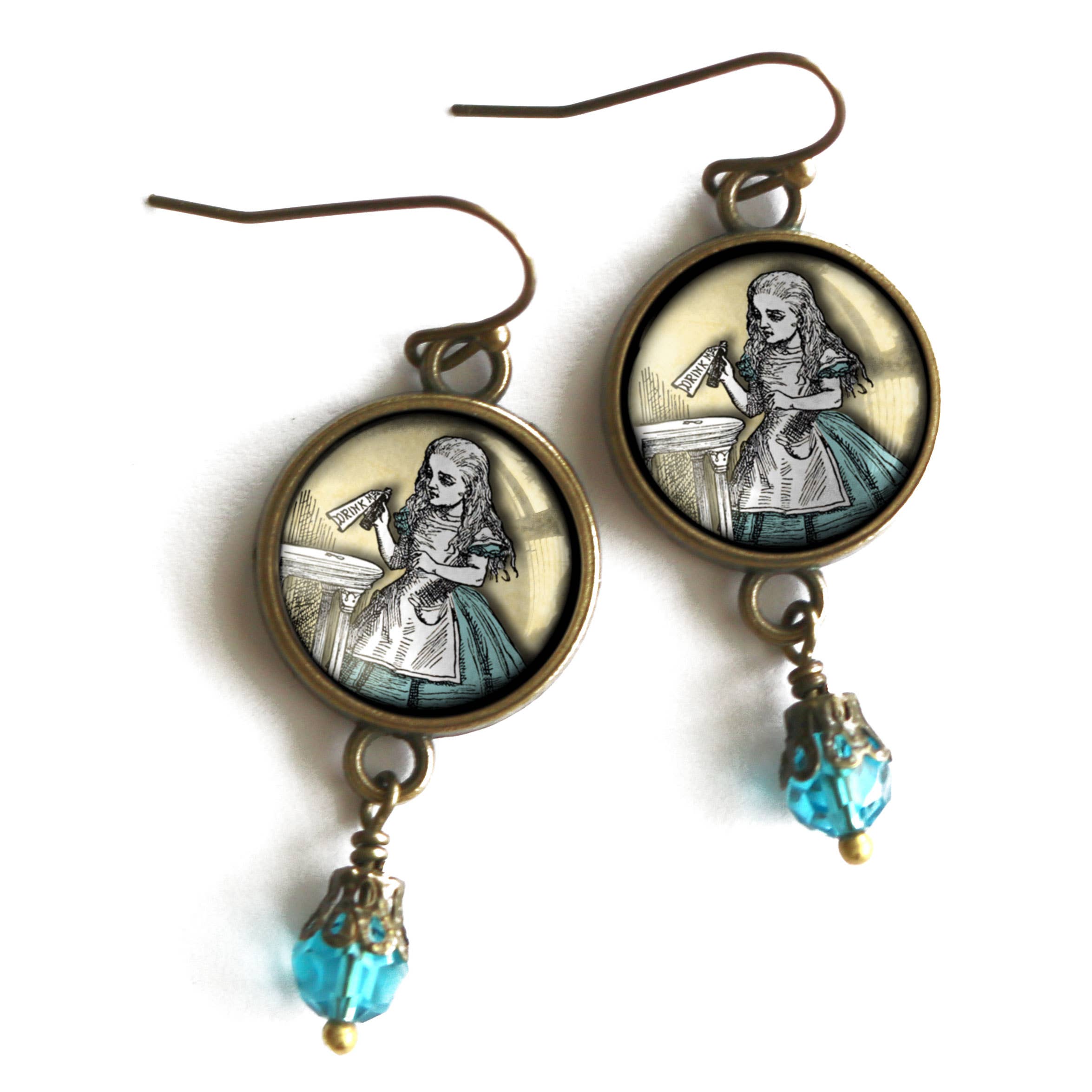 The Divine Iguana - Wholesale Dangle Earrings - Alice in Wonderland "Drink Me" Victorian Earrings1