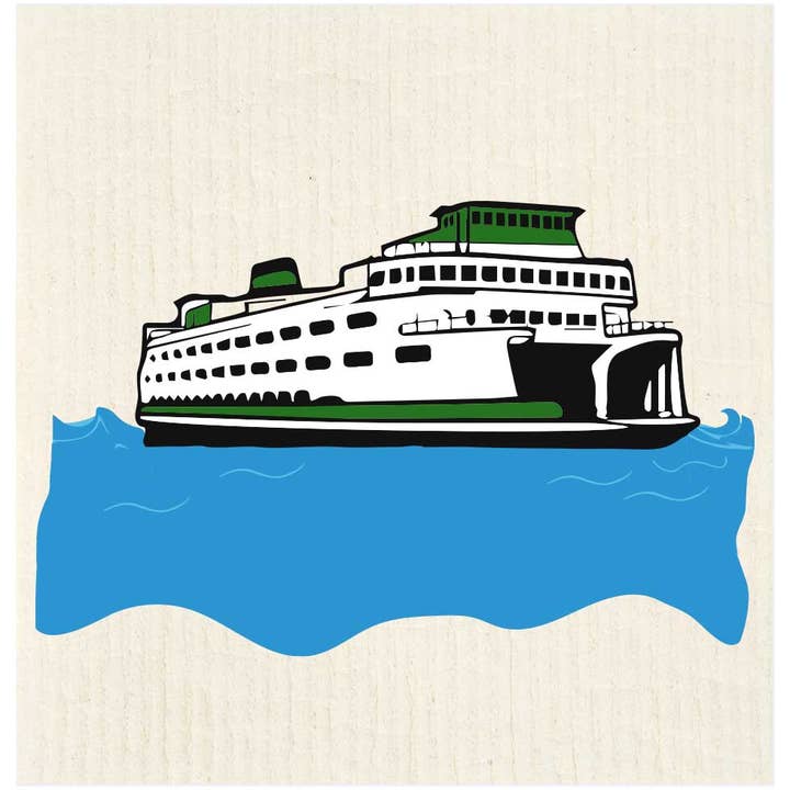 Ferry On Water Swedish Dishcloth for wholesale by Potluck Press
