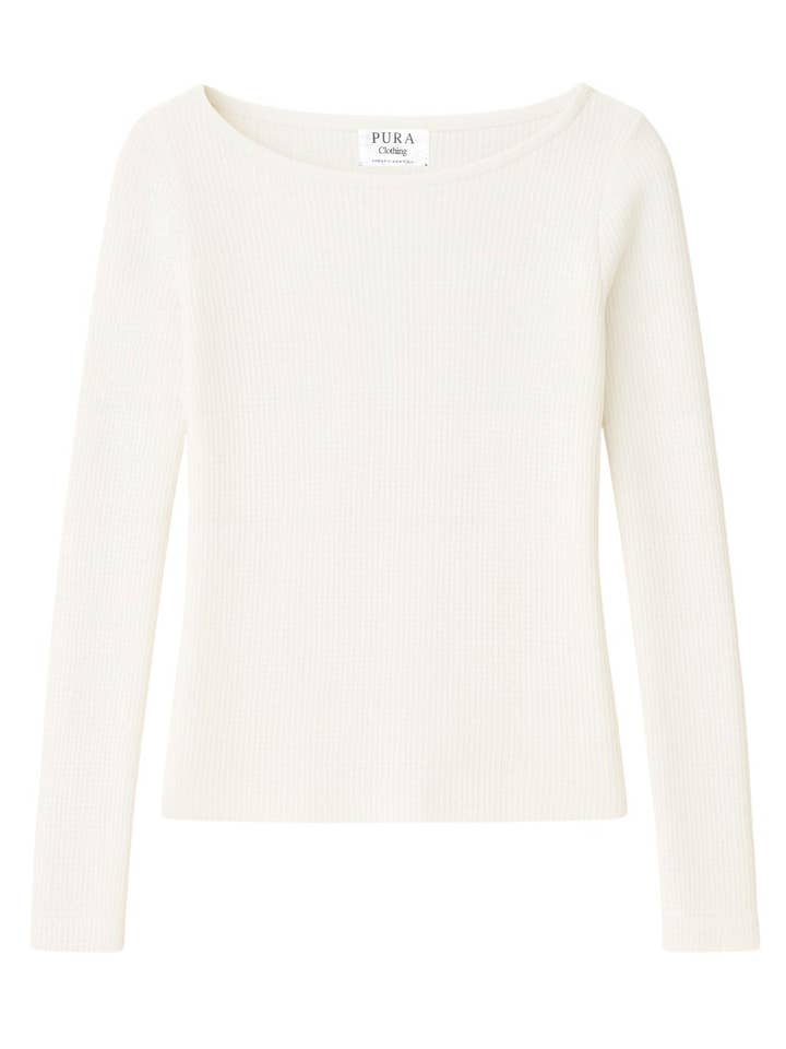 MERINO BOATNECK LONGSLEEVE WHITE for wholesale by PURA Clothing