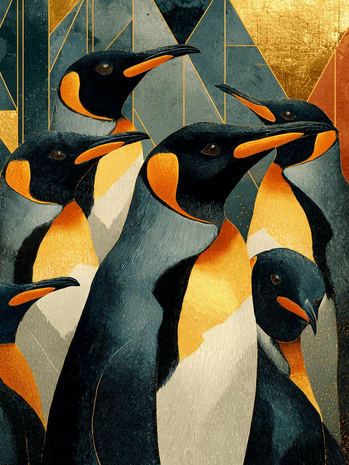 Pingouins Déco - Animaux du Zoo - Impression Artistique de Faune Biophilique - Œuvre 8"x10" pour Cadre 11"x14" pour la vente par Mowbi