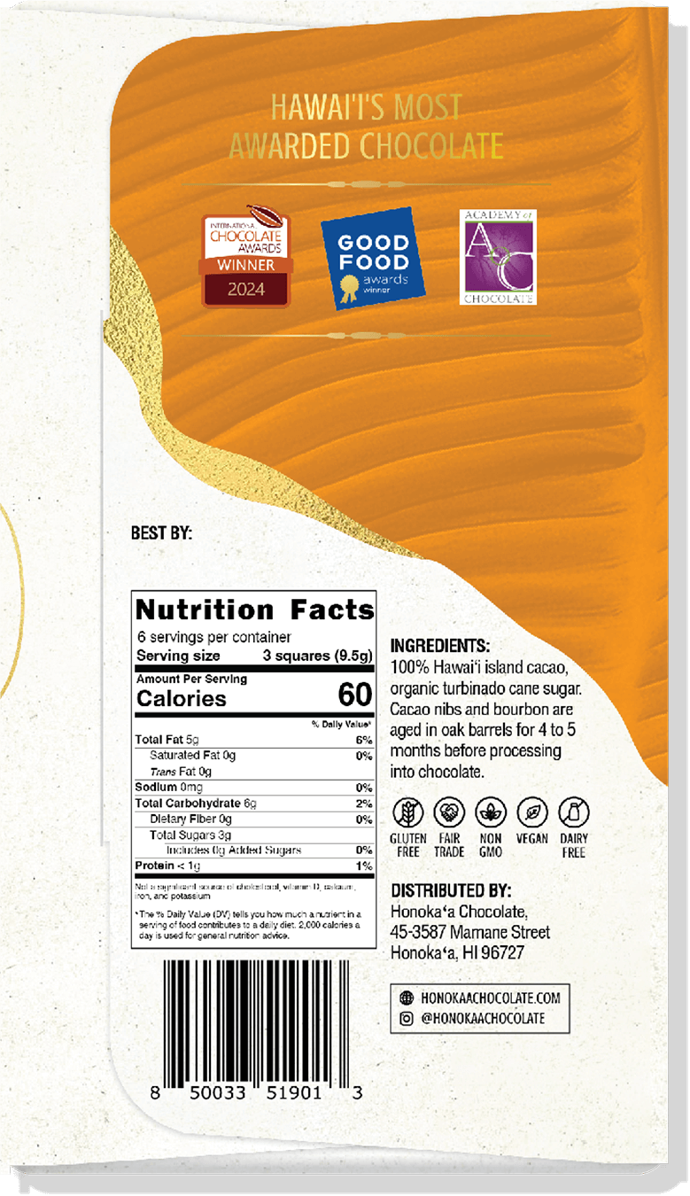 Honokaa Chocolate - Wholesale Chocolate Bar - Barrel Aged Bourbon Bar1