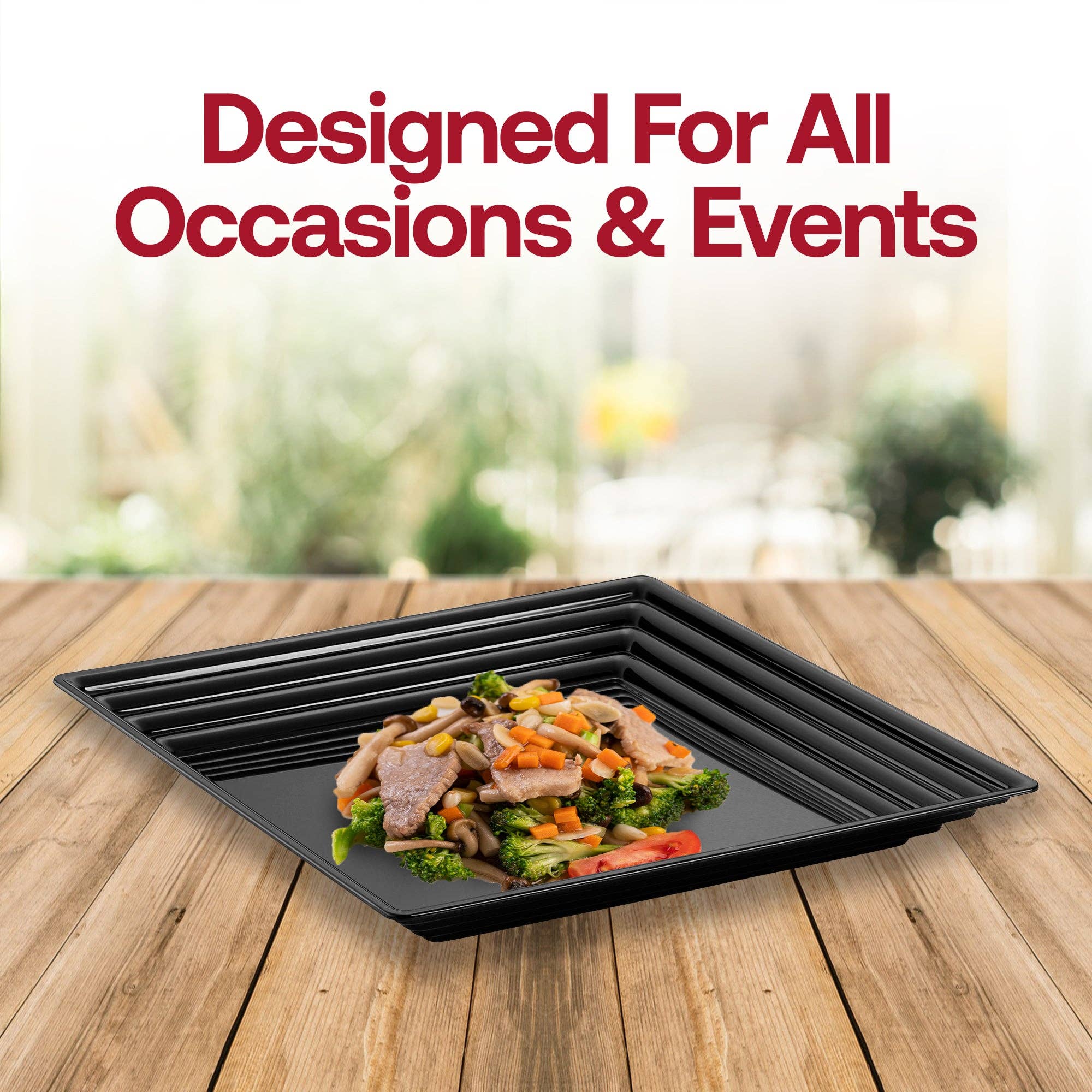 Smarty had a Party - Wholesale Dienblad - Zwarte vierkante plastic serveerschalen 12" x 12" - 3 stuks7