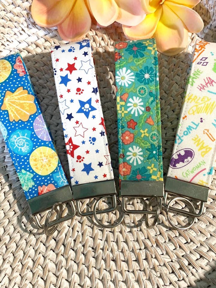Handmade Fabric Key Fob for wholesale by Ann Gregory Designs
