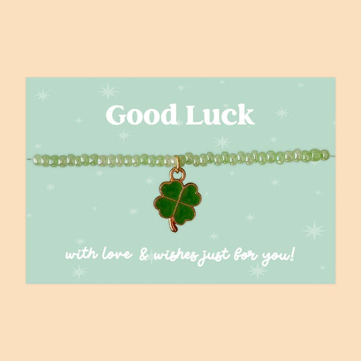 Little Wishes® “Good Luck” Green Seed Bead Bracelet | J044/LW003 for wholesale by WishStrings
