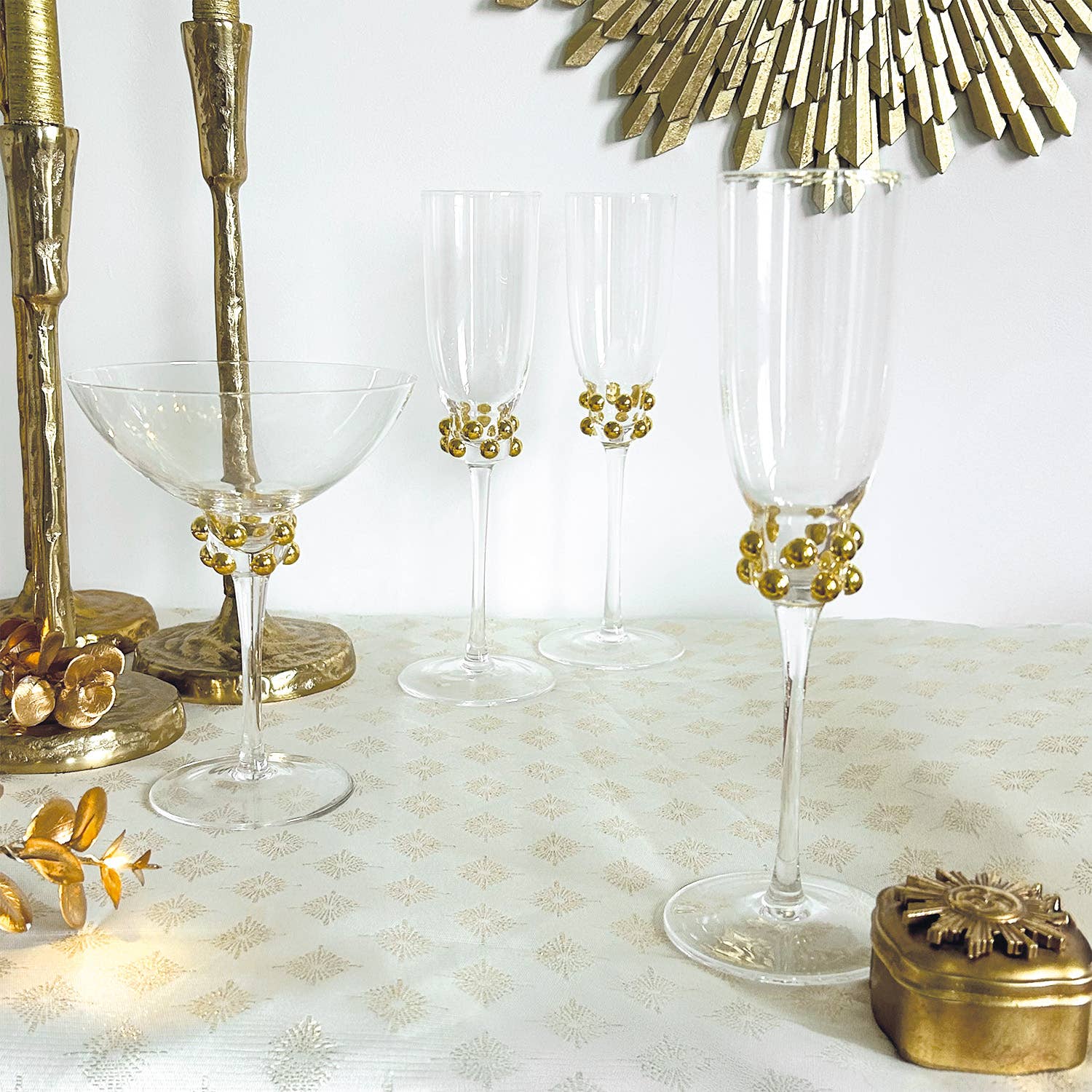 Opjet Paris - Wholesale Drinking Glass/Cup - Gold Pearl Cup Glass D12.2 H16.3cm1