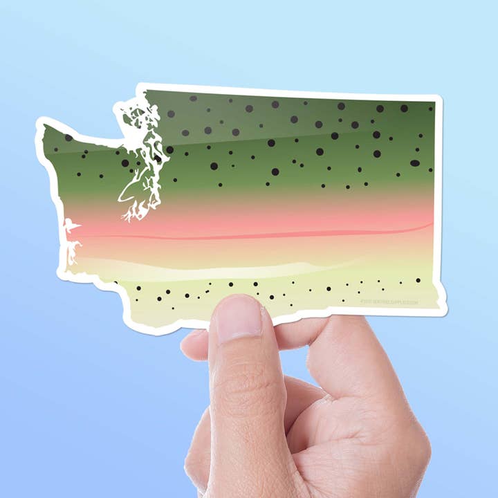 Rainbow Trout Washington Sticker - WA Fly Fishing Decal for wholesale by Sentinel Supply