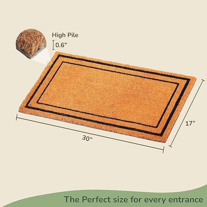 India Wholesale Co - Wholesale Door Mat - Coir Mats Basic Plain with Border- 17X30" Beige1