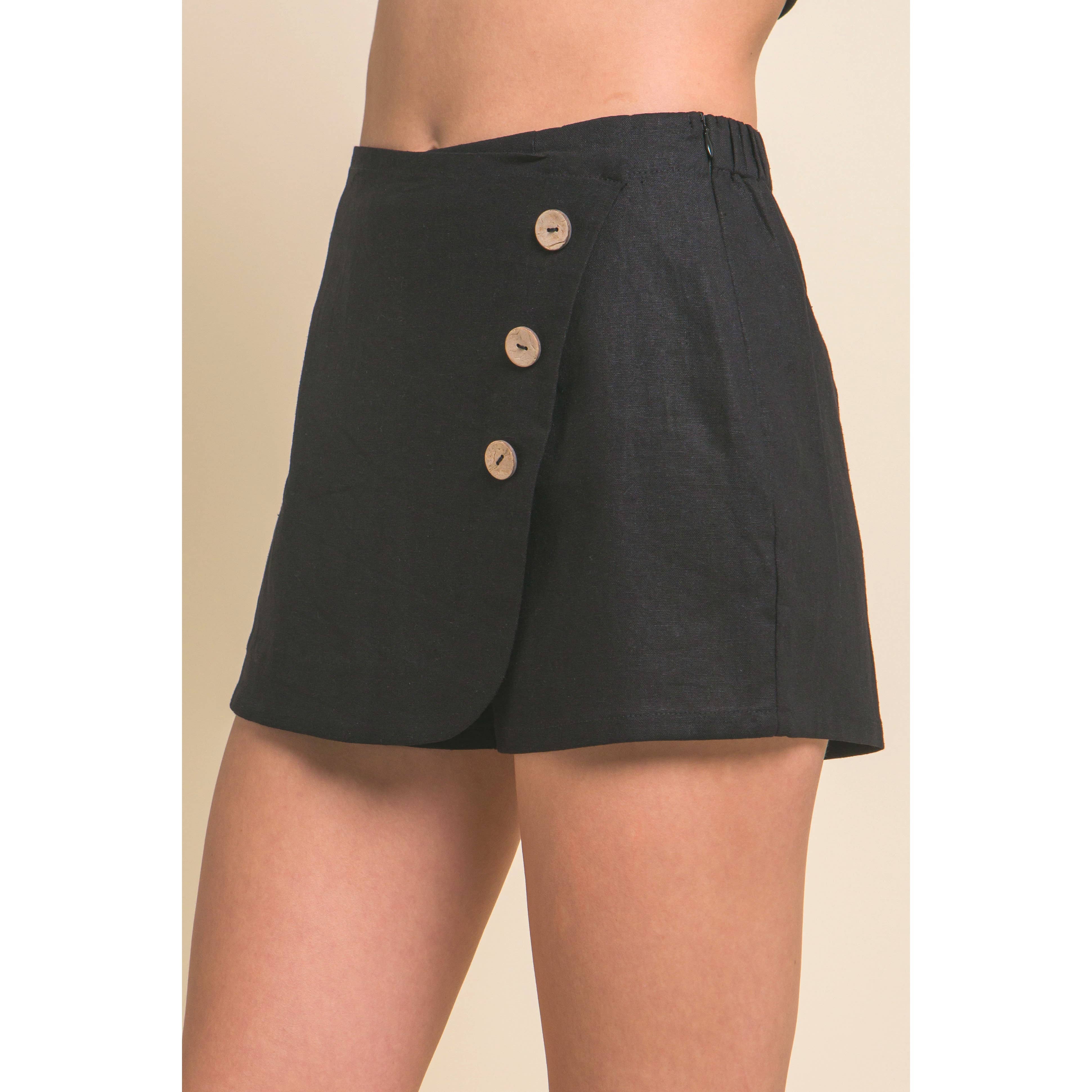 ITSSY - Venta al por mayor Falda pantalón - Mujer - Minifalda de lino con botones laterales1