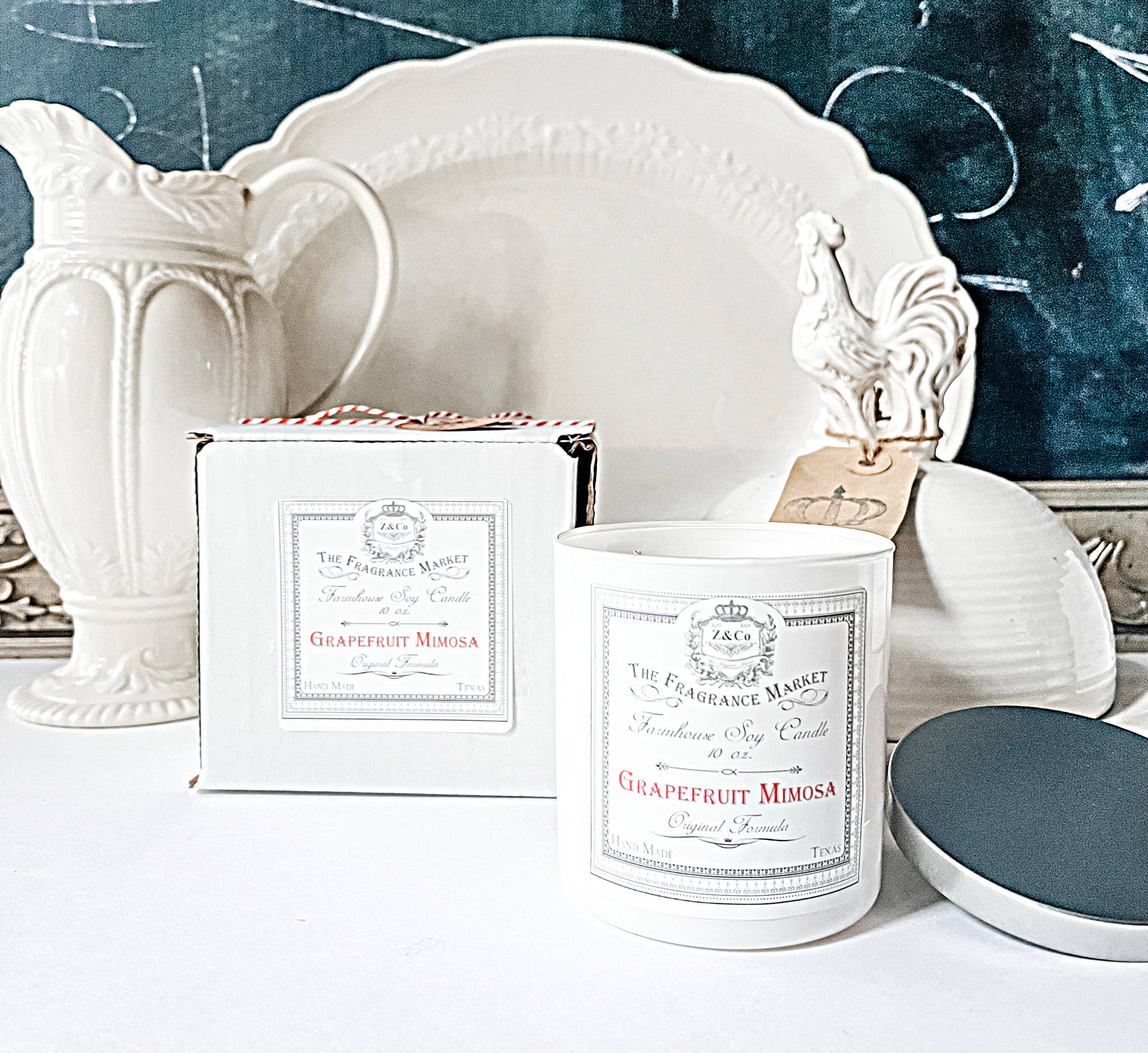 Z&Co. - Wholesale Jar/Filled Candle - The Farmhouse Candle Grapefruit Mimosa