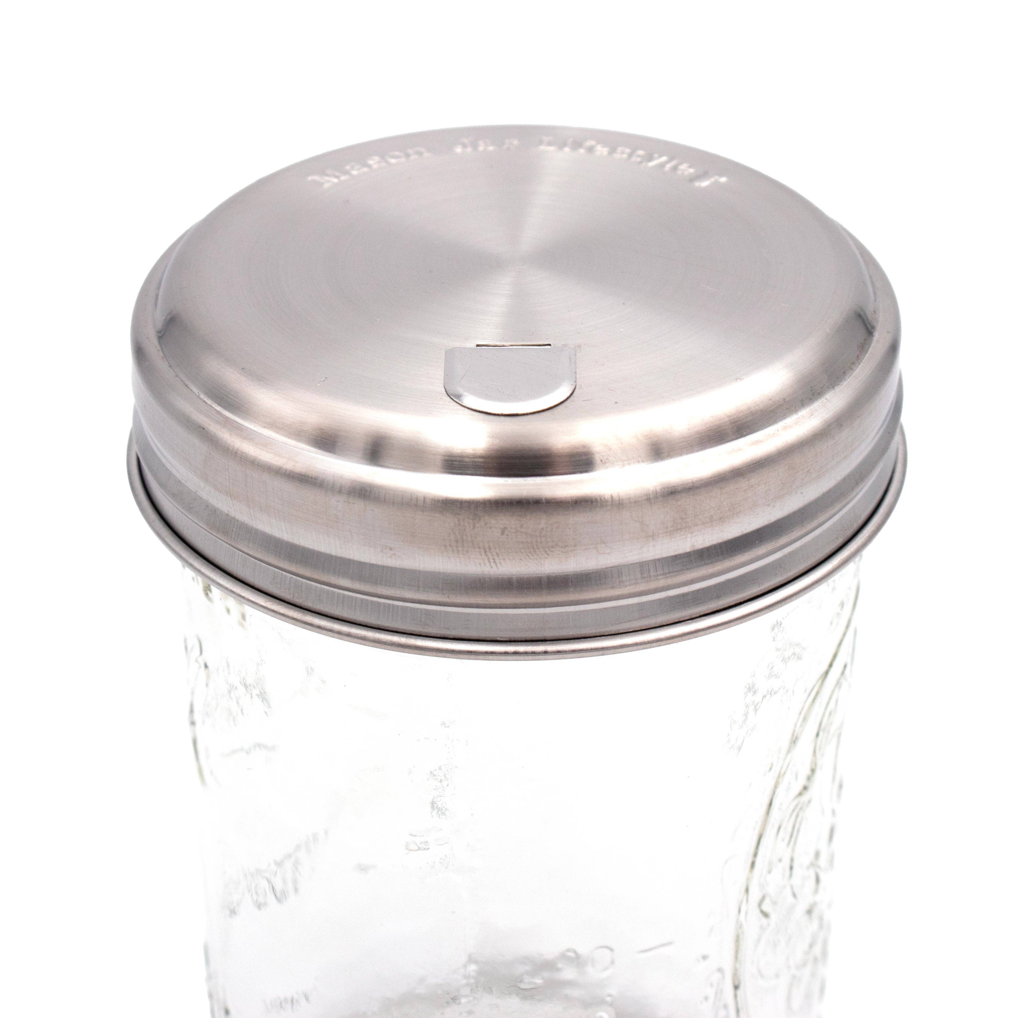 Mason Jar Lifestyle - Vente Ustensile/gadget de cuisine - Couvercles de distribution de sucre en acier inoxydable pour pots Mason, paquet de 28