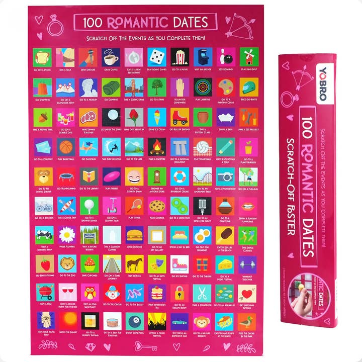 100 Dates Poster - Valentines Gifts, Christmas Gifts Couples for wholesale by The Diabolical Gift People - Novelty Gifts, Christmas Gifts
