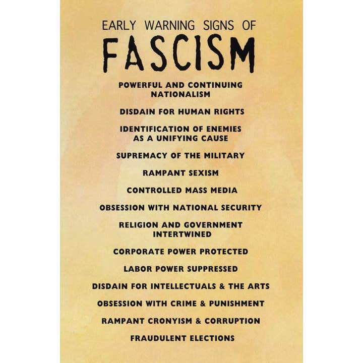 VisionWorks LLC - Vendita all'ingrosso Cartoline - Cartolina. Segnali premonitori del fascismo.