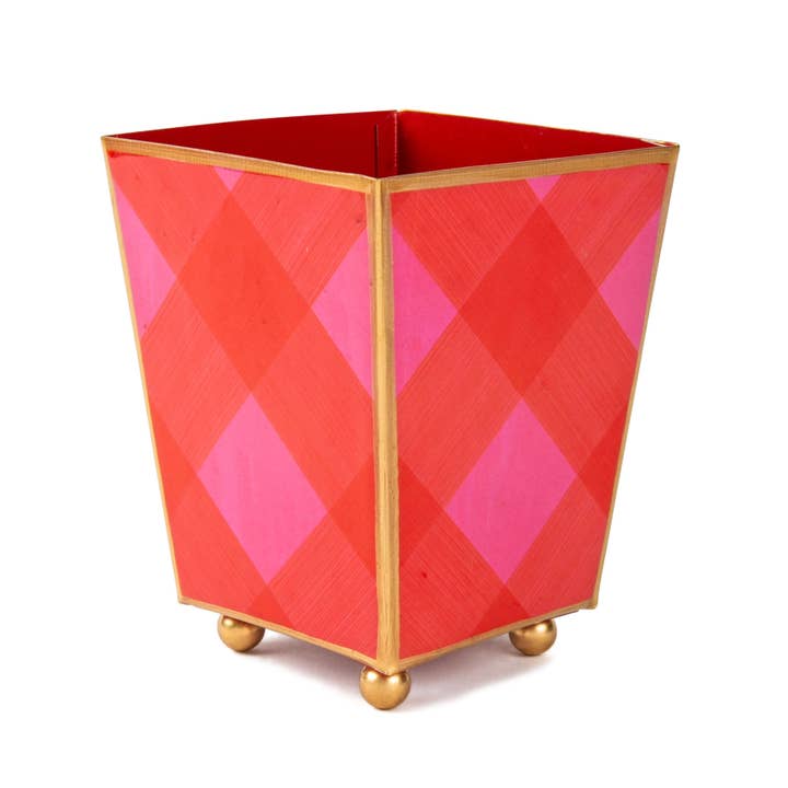 Red Pink Charlotte Buffalo Enameled Square Cachepot Planter 6 for wholesale on Faire