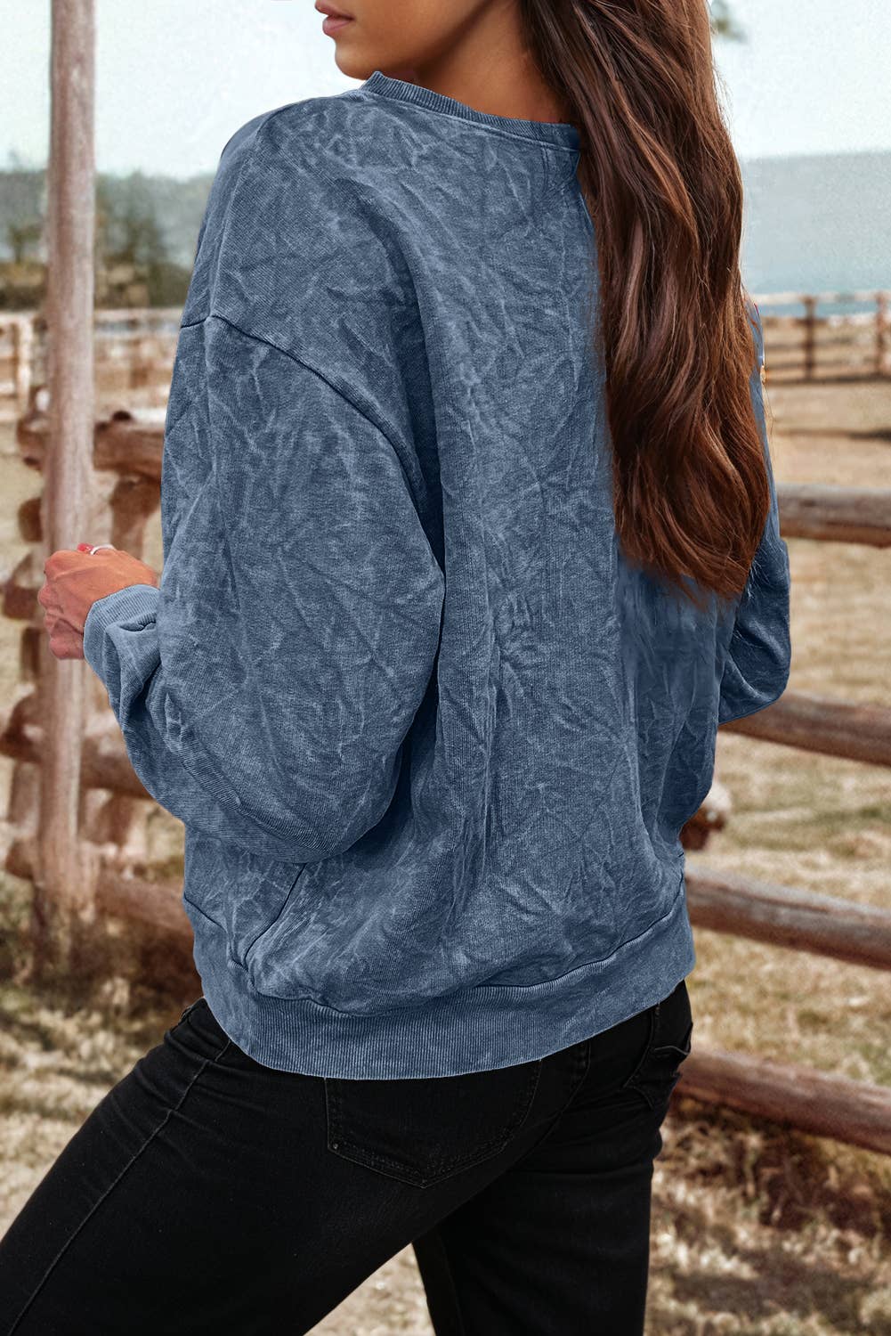 fashionworks - Wholesale Sweatshirt - Women's - Western Letter Embroidery Mineral Wash Loose Sweatshirt17